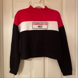 Cropped Mock-neck Colour Block Corvette Sweater